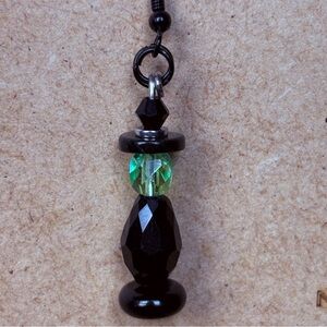 Witch Beaded Dangle Earrings Artisan Handmade; Stone and Glass Beads Halloween